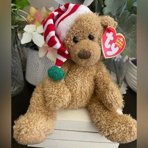 🆕🎄 RETIRED TARE TY BEANIE BABY BEAR “SKIS”. MWMT!